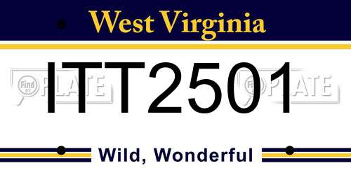 ITT2501 West Virginia License Plate