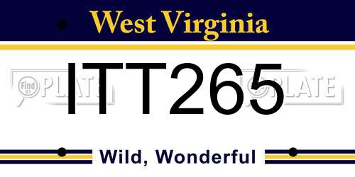 ITT265 West Virginia License Plate