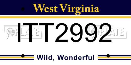 ITT2992 West Virginia License Plate