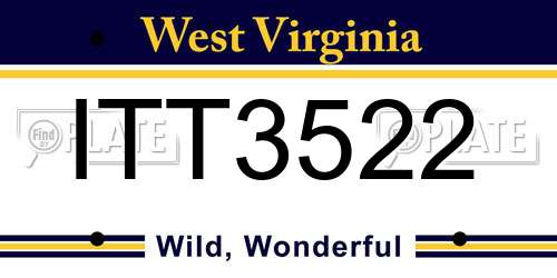 ITT3522 West Virginia License Plate