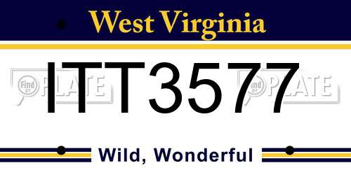ITT3577 West Virginia License Plate
