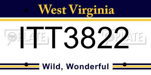 ITT3822 West Virginia License Plate