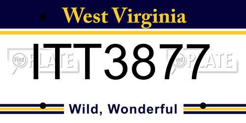 ITT3877 West Virginia License Plate