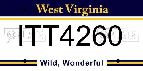 ITT4260 West Virginia License Plate