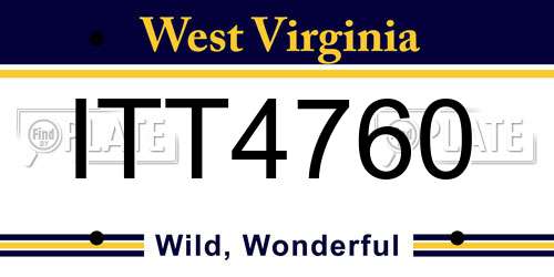 ITT4760 West Virginia License Plate