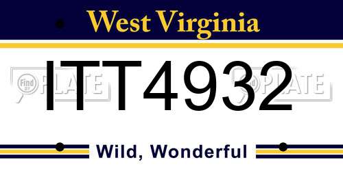 ITT4932 West Virginia License Plate