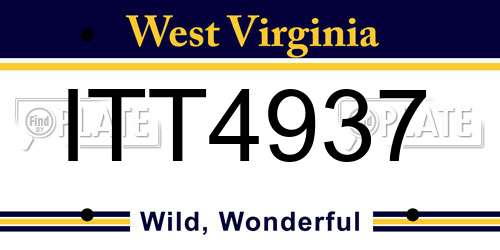 ITT4937 West Virginia License Plate