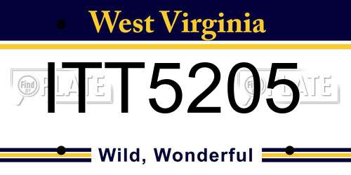 ITT5205 West Virginia License Plate