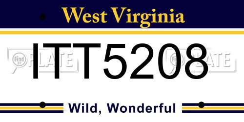 ITT5208 West Virginia License Plate