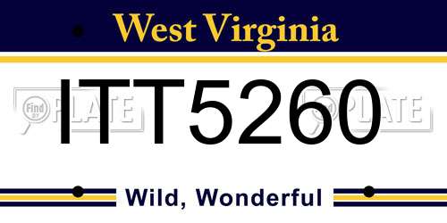 ITT5260 West Virginia License Plate