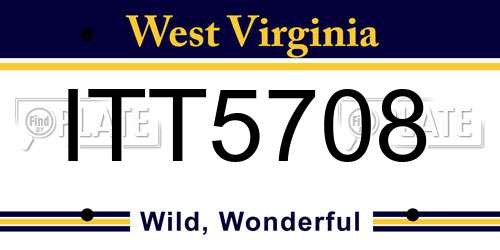 ITT5708 West Virginia License Plate