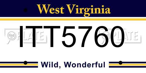ITT5760 West Virginia License Plate