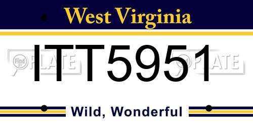 ITT5951 West Virginia License Plate