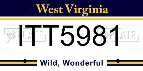 ITT5981 West Virginia License Plate