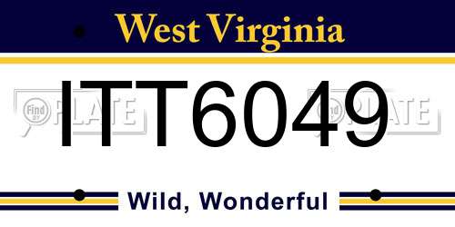 ITT6049 West Virginia License Plate