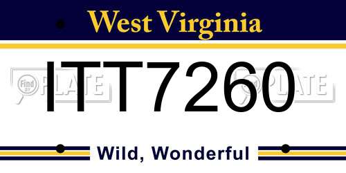 ITT7260 West Virginia License Plate