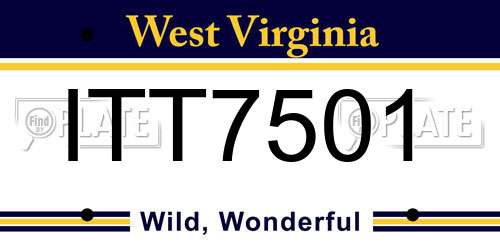 ITT7501 West Virginia License Plate