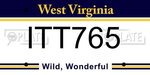 ITT765 West Virginia License Plate