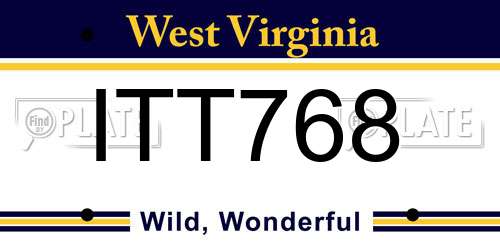 ITT768 West Virginia License Plate