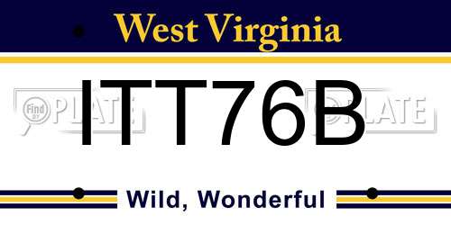 ITT76B West Virginia License Plate