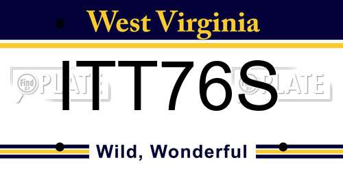ITT76S West Virginia License Plate