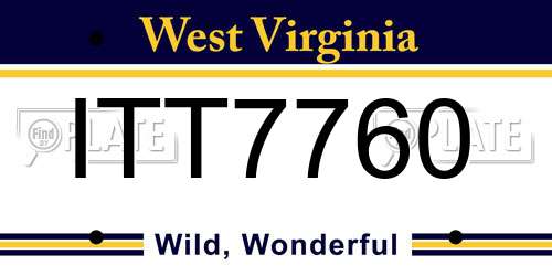 ITT7760 West Virginia License Plate