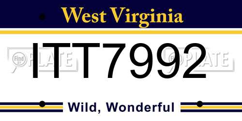 ITT7992 West Virginia License Plate