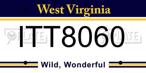 ITT8060 West Virginia License Plate