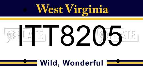 ITT8205 West Virginia License Plate
