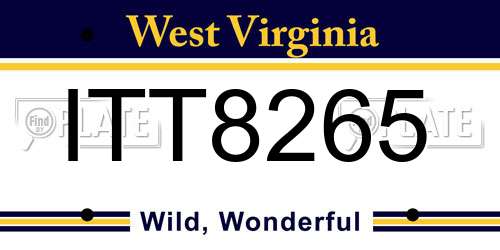 ITT8265 West Virginia License Plate