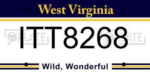 ITT8268 West Virginia License Plate