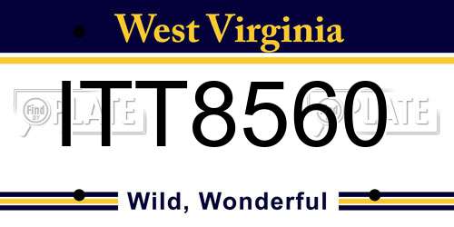 ITT8560 West Virginia License Plate