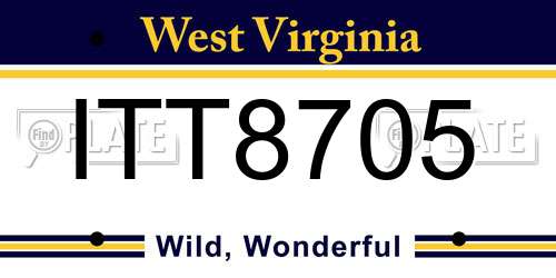 ITT8705 West Virginia License Plate