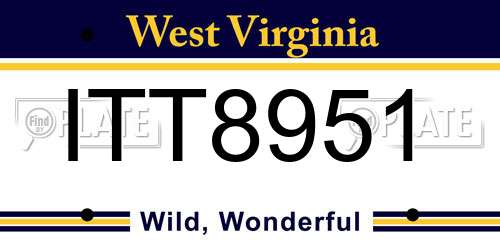 ITT8951 West Virginia License Plate