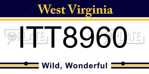 ITT8960 West Virginia License Plate