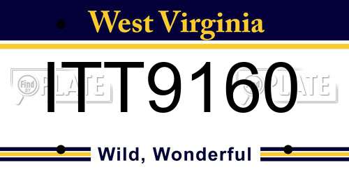 ITT9160 West Virginia License Plate