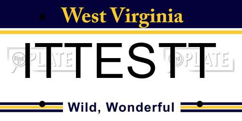 ITTESTT West Virginia License Plate