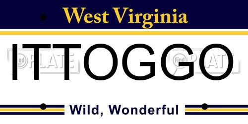 ITTOGGO West Virginia License Plate