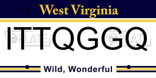 ITTQGGQ West Virginia License Plate