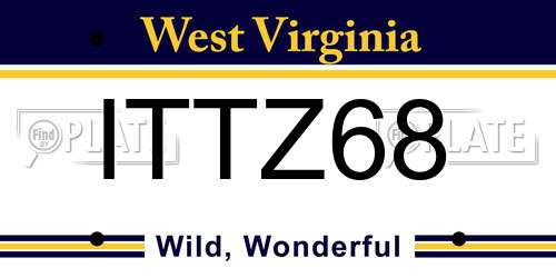 ITTZ68 West Virginia License Plate