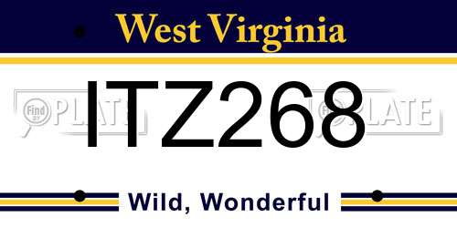 ITZ268 West Virginia License Plate