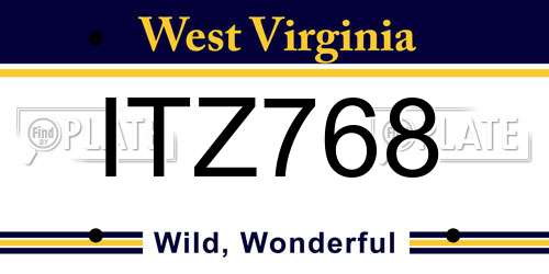 ITZ768 West Virginia License Plate