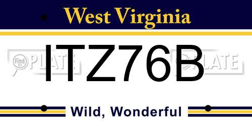 ITZ76B West Virginia License Plate