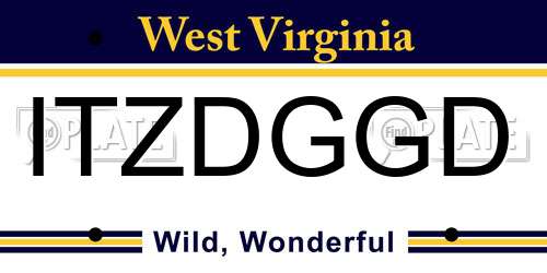 ITZDGGD West Virginia License Plate