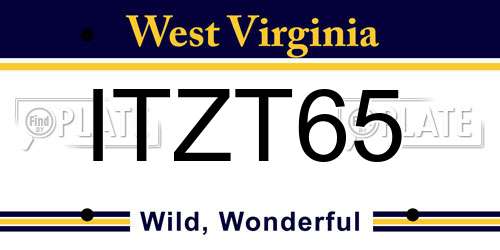 ITZT65 West Virginia License Plate