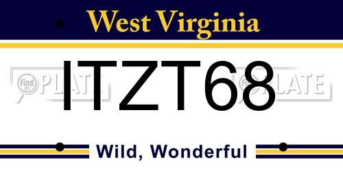 ITZT68 West Virginia License Plate