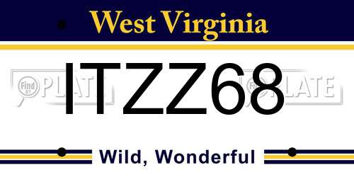 ITZZ68 West Virginia License Plate