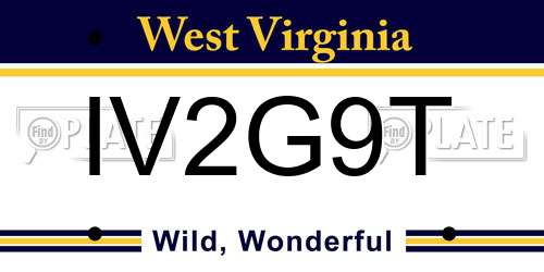 IV2G9T West Virginia License Plate