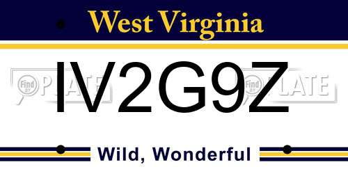 IV2G9Z West Virginia License Plate