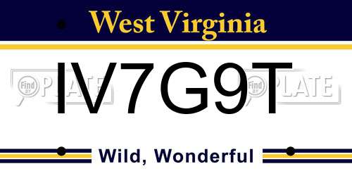 IV7G9T West Virginia License Plate